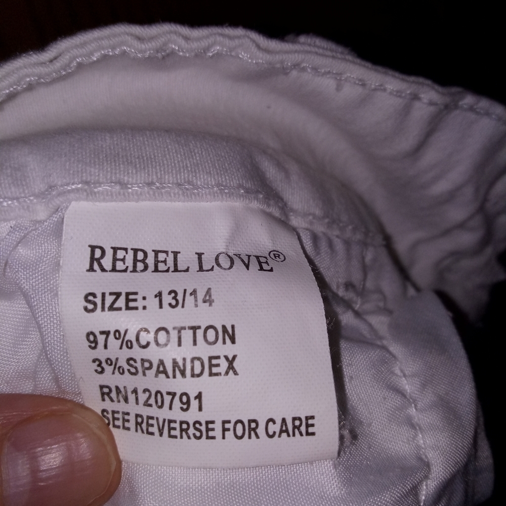 REBEL love women's white double button pants size 13/14 A-37 - Picture 3 of 4